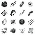 Virus bacteria icons set, simple style Royalty Free Stock Photo