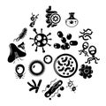 Virus bacteria icons set, simple style Royalty Free Stock Photo