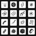 Virus bacteria icons set squares vector Royalty Free Stock Photo