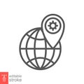 Virus, bacteria, map pointer and globe line icon