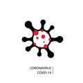 Virus or bacteria microbe icon coronavirus COVID-19 with molecule shape form , vector flat symbol black isolated on white Royalty Free Stock Photo