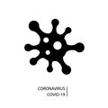 Virus or bacteria microbe icon coronavirus COVID-19 with molecule shape form , vector flat symbol black isolated on white Royalty Free Stock Photo