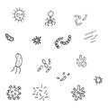 Virus, bacteria or microbe outline icons set Royalty Free Stock Photo