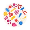 Virus and Bacteria Round Design Template Icon. Vector Royalty Free Stock Photo