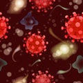 Virus and bacteria seamless pattern