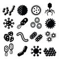 Virus, bacteria, superbug vector icons set Royalty Free Stock Photo