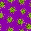 Virus or bacterium seamless pattern. Simple medical texture made with thin line bacteria signs. On pink background