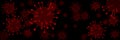 Virus banner heading, background, panorama, red virus shapes on black background room for text and copy space