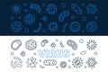 Virus banners set. Vector illustration in thin line style Royalty Free Stock Photo