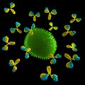 Virus being attacked by antibodies Royalty Free Stock Photo