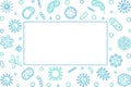 Virus blue horizontal frame. Vector outline illustration