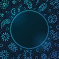 Virus blue outline background. Vector creative virology frame