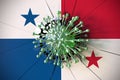 Virus breaks wall with flag of Panama. Coronavirus outbreak related conceptual 3D rendering