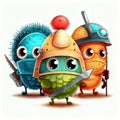 Virus Busters, a team of brave heroes who fight to keep world safe from deadly viruses. cute children creature, AI