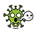 Virus cartoon character who died out white spirit from the body of the virus