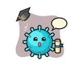 Virus cartoon throwing the hat at graduation