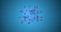 Virus or cell with depth of field translucent geometric structure over blue background. Royalty Free Stock Photo