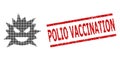 Scratched Polio Vaccination Seal Stamp and Halftone Dotted Virus Cell