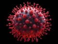 virus cell with red spikes infectious pathogen closeup illustration Royalty Free Stock Photo