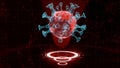 Virus cell under the influence of radioactive rays.