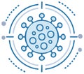Virus cell under a target scope for research and detection line art icon Royalty Free Stock Photo