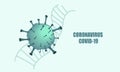 Virus cells and DNA strands. Covid-19 Coronavirus concept. Virus vector illustration.