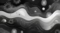 Virus cells flowing in abstract grayscale microscopic environment Royalty Free Stock Photo