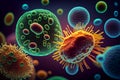 virus cells, microbes and bacteria. generative AI