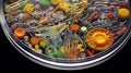 Virus cells under microscope, ultra realistic