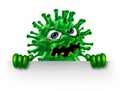 Virus Character Holding A Blank Sign