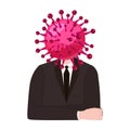 Virus character, human body head virus. Microbe, Pathogen, coronavirus flu germ virus infection bacteriaicon. Irony Royalty Free Stock Photo
