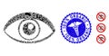 Virus Collage Eye Icon with Clinic Grunge 100 Percent Organic Stamp Royalty Free Stock Photo