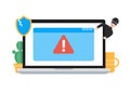 Virus computer concept with hacker and shield Royalty Free Stock Photo