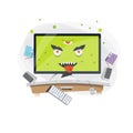 Virus on computer. monster -