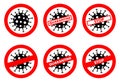 Virus concept. Warning Coronavirus sign. Quarantine zone. Biohazard. Danger. Stop. Banner, backdrop, icon. Biological Royalty Free Stock Photo