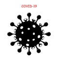 Virus corona icon COVID-19. Coronavirus black symbol on white background