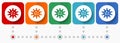 Virus, coronavirus, covid-19, infection vector icons, infographic template, set of flat design symbols in 5 color options Royalty Free Stock Photo