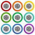 Virus, coronavirus, covid-19, infection vector icons, set of colorful flat design buttons for webdesign and mobile applications Royalty Free Stock Photo