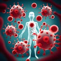 Virus of the coronavirus COVID-19 mutation in the human body