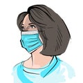 Caucasian Woman wear a cloth face mask who cover mouth and nose Royalty Free Stock Photo