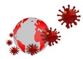 Virus covid-19 coronavirus earth planet globe red - 3d rendering