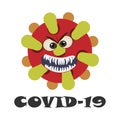 Virus covid 19 devil character cartoon, Health care concept on white background presentation