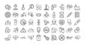 Virus covid 19 pandemic respiratory pneumonia disease icons set line style icon