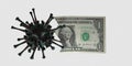 Virus destroying US Dollar 3D Illustration