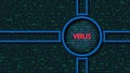 Virus detected alert message. Scanning computer virus inside binary code. Royalty Free Stock Photo