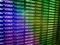 Virus detected, alert message. Scanning and identifying computer virus inside binary code listing Royalty Free Stock Photo