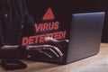 Virus detected screen on PC. Virus malware warning concept Royalty Free Stock Photo