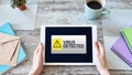 Virus Detected warning message on screen. Cyber security breach. Data protection internet and technology concept. Royalty Free Stock Photo