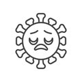 Virus disappointed face line icon