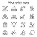 Virus disease, Covid-19, Corona virus icon set in thin line style